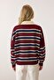 Women's Polo Neck Buttoned Burgundy Knitwear Sweater - 6