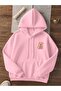 Women's Pink Capybara Printed Hooded Hoodie Sweatshirt - 4