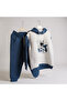 Boy's Batman Logo Printed White-Blue Color 3-7 Years Old Double Bottom Top Set - 5