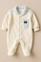 Baby Boy Teddy Bear Embroidery Fleece-Velsoft Jumpsuit - White- - 2
