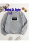 Gray Milano Minimalist Printed Biskilet Collar Sweatshirt