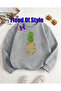 Gray Pineapple Minimalist Printed Crew Neck Sweatshirt
