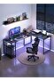 L-Shaped Gaming Table Computer Desk with Corner Stand Reversible Study Desk Home Office Workstation