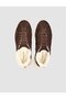 100% Genuine Leather Brown Suede Fur Women's Sports Shoes - 4