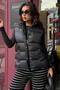 Black Mock Neck Lined Women's Puffer Vest Mg2592 - 4