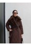 Fur Collar Quilted Pattern Long Coat - 4
