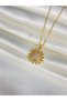 Women's Sun Model Steel Gold Necklace Daily Gift Minimal Zircon Stone Minimal