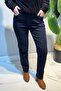 Women's Elastic Waist Stretch Fabric Pipe Leg Jeans 03 Dark Navy Blue - 3