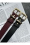 2-Piece Hard Oval Rectangular Pattern Women's Gold Buckle Belt Jacket Belt Dress Belt Trouser Belt