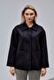 Camille Black Oversized Lined Cashmere Jacket with Pocket Detail - 5