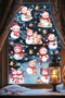 Christmas Window Sticker Set with Snowman |   Double-Sided View |   Water Resistant - New Year Ornament