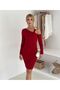 Women's Christmas Dress Shoulder Detail Red Mini Knit Dress
