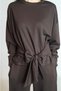 Women's Bitter Brown Waist Tie Detailed Diver Combed Cotton Pants Modal Suit Yy101295 - 6