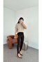 Winter High Waist Front piped Shaping / Sculpting Slip on Fleece-Lined Lightweight Shiny No Pocket Crisp Leggings - 2