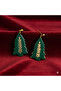 Forest Luxe – Handmade Pine Tree Earrings with Green Gold Detail |   Polymer Clay |   5 cm