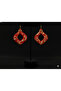 Crimson Wreath – Handmade Red Gold Detailed Geometric Earrings |   Polymer Clay |   5 cm - 3