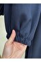 Fatoma Coat with Elasticated Sleeves and Hidden Zipper-Nl1181 Navy Blue - 4