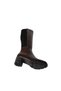 Yazkiş women's black brown patent leather back elastic 6cm thick heeled boots - 4