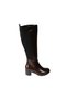 Yazkiş women's black brown patent leather back elastic 6cm thick heeled boots - 2