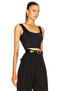 Women's Black Double Layered Sandy Fabric U Neck Thick Strap Crop Tank Top Blouse - 2