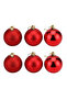 6 Pieces 4 cm Red Christmas Ball Set in Glittery & Matte & Shiny Colors - 2