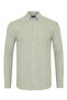 Testa 802 Flannel Green Melange Buttoned Collar Tailor Fit Cotton Shirt