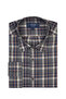 Gray Navy Blue Plaid Flannel Buttoned Collar Tailor Fit Cotton Shirt - 2