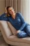 Long Sleeve Viscose Pajama Set Lace Detail Comfortable Casual Sleepwear Set - 2