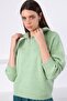 Green Zippered Half Turtleneck Oversized Women's Knitwear Sweater - 4