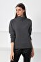 Anthracite Turtleneck Cashmere Long Sleeve Women's Knitwear Sweater
