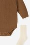 Newborn Baby Girl Boy Long Sleeve Knitwear Bodysuit Set with Beanie and Socks Newborn Jumpsuit Gift - 2