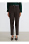 Brown Belted Slim Fit Women's Pleated Trousers - 2
