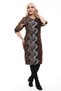 Women's Coffee Stone Pattern Drop Neck Balloon Sleeve Plus Size Stretchy Suede Dress - 2
