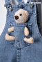 UNISEX Teddy Bear Print Children's Denim Overalls Adjustable Strap Salopette Jumpsuit Denim - 3