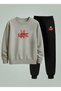Printed Unisex Children's Sweatshirt - Tracksuit Set Crew Neck Bear Love Printed 3 Thread Raised