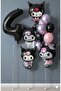 Kuromi Birthday Themed Balloon Set 4 Years Old Black Number Balloon + 4 Different Models Full + Set Balloon Bouquet