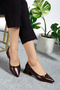 Women's Wrinkled Patent Leather Patterned (Imported Material) Light Heeled Shoes {41/42/43 Special Large Size Included} - 4