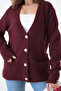 Women's V-Neck Button Closure Wool Blend Fleece-Lined Oversized Knitwear Cardigan 8641Sw - 2