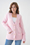Women's V-Neck Button Closure Wool Blend Fleece-Lined Oversized Knitwear Cardigan 8641Sw - 6