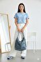 *Soft Faux Leather Blue Women's Bag Suitable for Hand Shoulder and Back Use 34*39 cm - 7