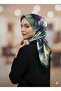 Silk-Look Emerald Green Crystal Scarf – Twill Stylish Design 90X90 - 3
