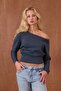 Women's One Shoulder Elastic Waist Long Sleeve Blouse - 2