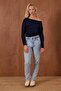 Women's One Shoulder Elastic Waist Long Sleeve Blouse - 4