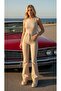 Women's Beige Stretch Fabric Stretchy Stretch Fabric High Waist Spanish Jeans Trousers - 3