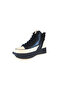 Women's Thick Sole Lace-Up and Side Zipper Closure Double Color Leather Ankle Boots - 5