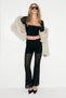 Roja Women's Square Neck Star Stone Detailed Lined Long Sleeve Transparent Tulle Black Blouse - 2