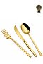 Lotus Titanium Gold 84 Piece Premium Heavy Duty 12 Person Flatware Set 304 Quality 18/10