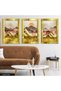 Gold Mountain and Birds 3 Piece Gold Plexiglass Mirrored Painting - 2