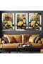 Gold Leaves 3 Piece Silver Plexiglass Mirrored Painting
