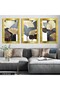 Gray and Gold Leaves 3 Piece Gold Plexi Mirrored Table - 2